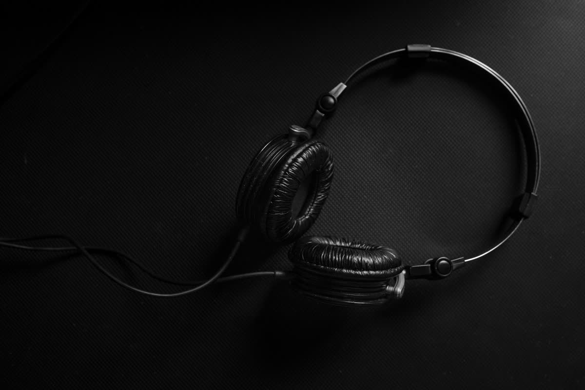 Studio headphones on a dark background