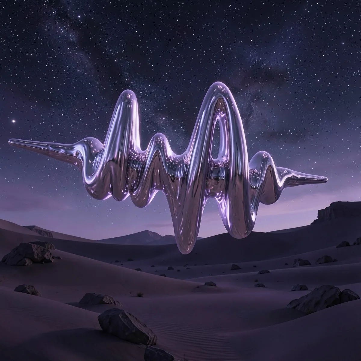 Chrome sound-wave artwork generated in the AI cover studio